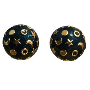 Vintage Maresco Gold and Green Celestial Earrings